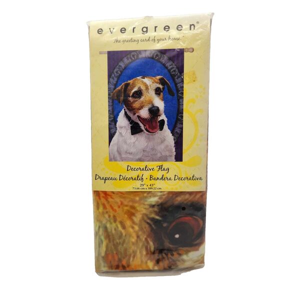 Jack Russel Dog Puppy Large Decorative Garden Flag 29 x 43 Evergreen NEW - Picture 1 of 4
